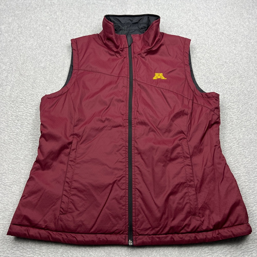 Minnesota Gophers Columbia Vest Womens XL Maroon Zip Reversible Powder Puff NCAA
